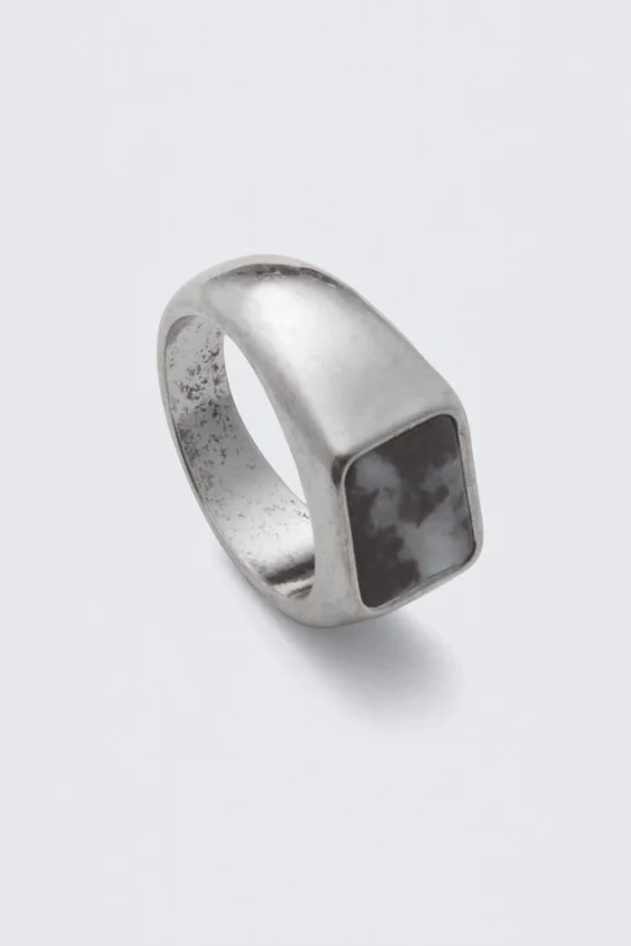 Anillo Rock – Rodio – Piedra negra Anillo Rock – Rodio – Piedra negra
