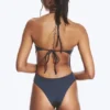 Bañador con cuello halter y lazos – Azul oscuro