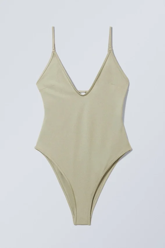 Bañador con espalda abierta – Verde caqui claro Bañador con espalda abierta – Verde caqui claro