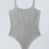 Bañador de cuello redondo con pedrería – Gris – Pedrería