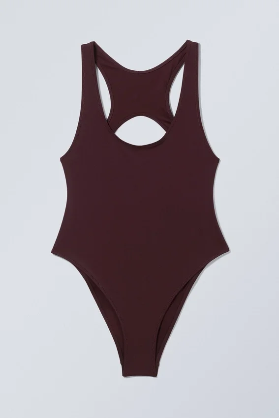 Bañador deportivo con espalda nadadora – Granate oscuro Bañador deportivo con espalda nadadora – Granate oscuro