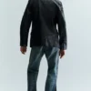 Blazer de botonadura sencilla con efecto craquelado – Negro Blazer de botonadura sencilla con efecto craquelado – Negro