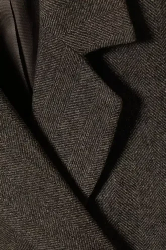 Blazer de mezcla de lana con diseño en espiga – Marrón/Gris