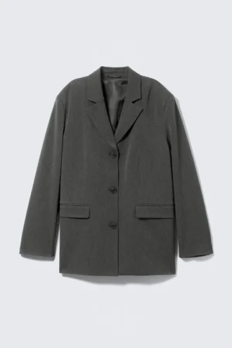 Blazer de sarga drapeado – Gris oscuro jaspeado