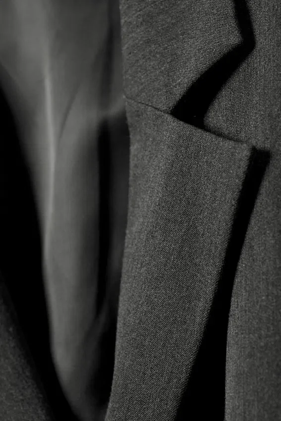 Blazer de sarga drapeado – Gris oscuro jaspeado Blazer de sarga drapeado – Gris oscuro jaspeado
