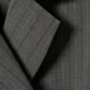 Blazer de traje cruzado – Rayas gris oscuro jaspeado Blazer de traje cruzado – Rayas gris oscuro jaspeado