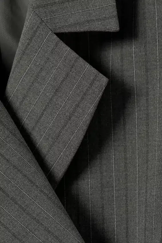 Blazer de traje cruzado – Rayas gris oscuro jaspeado Blazer de traje cruzado – Rayas gris oscuro jaspeado