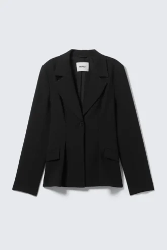 Blazer entallado de botonadura sencilla – Negro