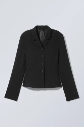Blazer entallado de botonadura simple – Negro