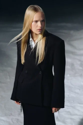 Blazer entallado de doble botonadura – Negro