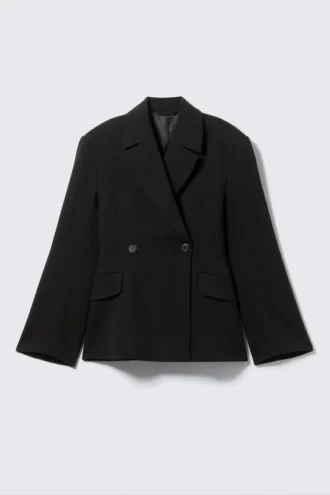 Blazer entallado de doble botonadura – Negro