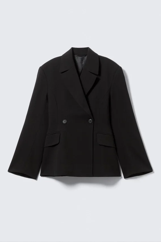 Blazer entallado de doble botonadura – Negro Blazer entallado de doble botonadura – Negro