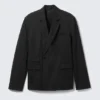 Blazer entallado de doble botonadura – Negro – A rayas Blazer entallado de doble botonadura – Negro – A rayas