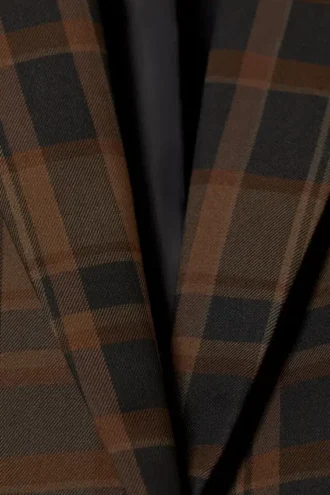 Blazer oversize de botonadura simple – A cuadros marrón oscuro