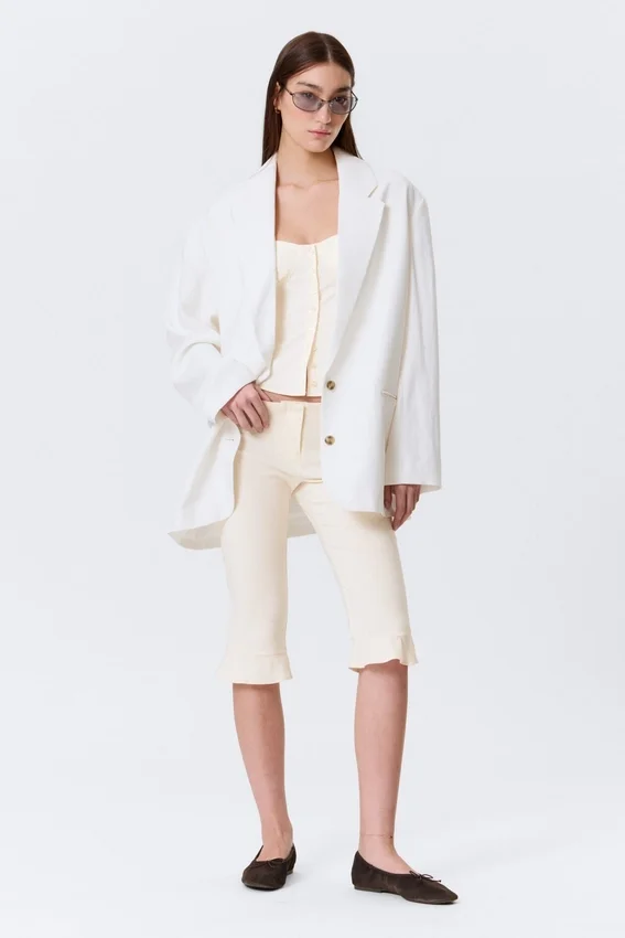 Blazer oversize de botonadura simple – Blanco roto Blazer oversize de botonadura simple – Blanco roto