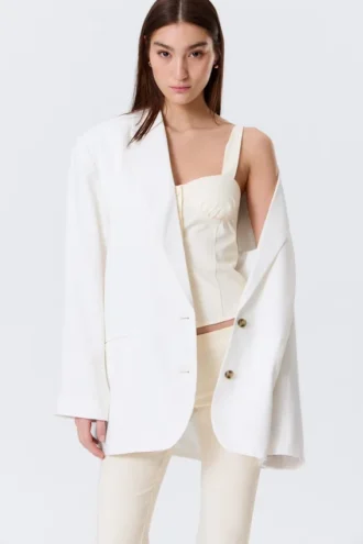 Blazer oversize de botonadura simple – Blanco roto