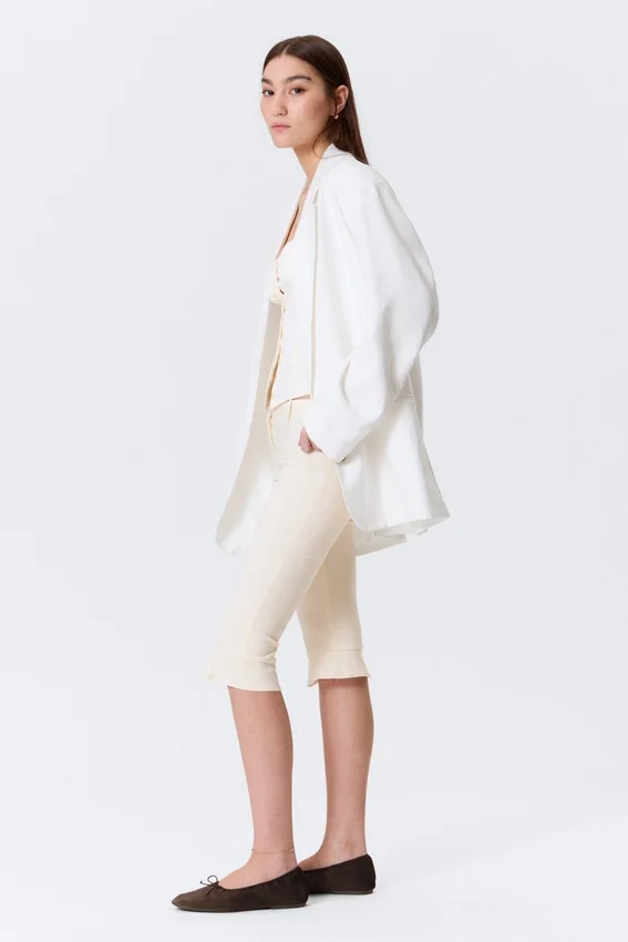 Blazer oversize de botonadura simple – Blanco roto Blazer oversize de botonadura simple – Blanco roto