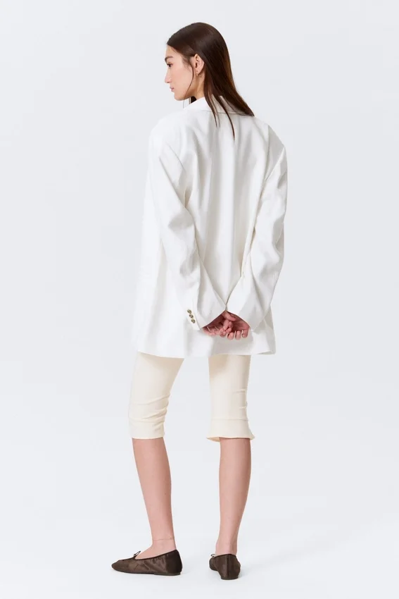 Blazer oversize de botonadura simple – Blanco roto Blazer oversize de botonadura simple – Blanco roto