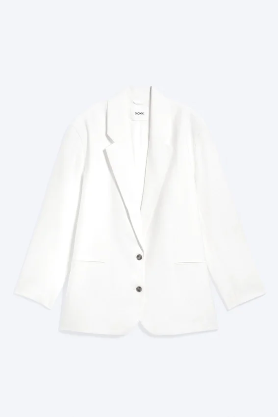 Blazer oversize de botonadura simple – Blanco roto Blazer oversize de botonadura simple – Blanco roto