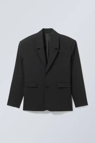 Blazer oversize de botonadura simple – Negro