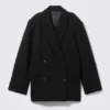 Blazer oversize de doble botonadura en mezcla de lana – Negro