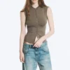 Blusa con botones de perla – Gris polvoriento