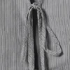 Blusa de algodón con cuello en V y lazo delantero – Gris a rayas