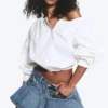Blusa de manga globo – Blanco apagado