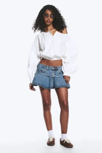 Blusa de manga globo – Blanco apagado