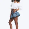 Blusa de manga globo – Blanco apagado