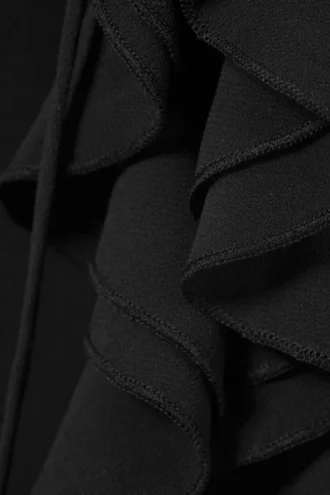 Blusa de manga larga con volantes – Negro