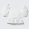 Blusa de popelín de algodón con peplum – Blanca Blusa de popelín de algodón con peplum – Blanca