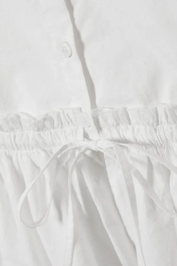 Blusa de popelín de algodón con peplum – Blanca Blusa de popelín de algodón con peplum – Blanca
