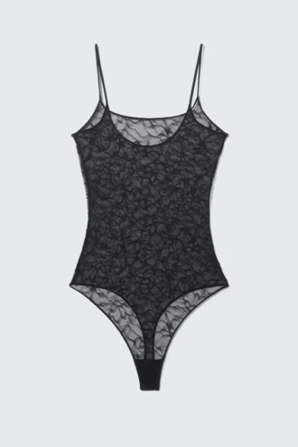 Body tanga de encaje – Negro