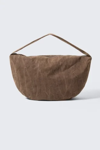 Bolso bandolera de algodón lavado – Marrón oscuro