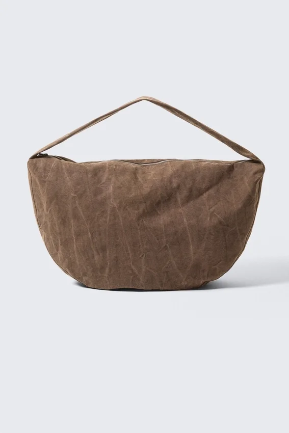 Bolso bandolera de algodón lavado – Marrón oscuro Bolso bandolera de algodón lavado – Marrón oscuro