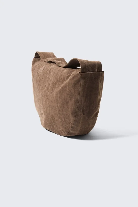 Bolso bandolera de algodón lavado – Marrón oscuro Bolso bandolera de algodón lavado – Marrón oscuro