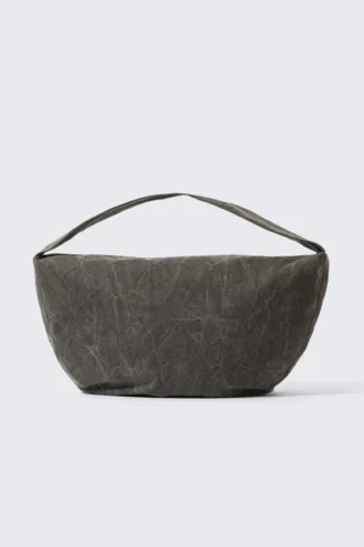 Bolso bandolera de algodón lavado – Verde caqui oscuro