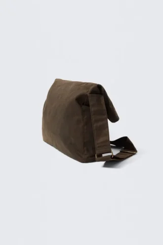 Bolso bandolera de lona de algodón encerado – Marrón oscuro