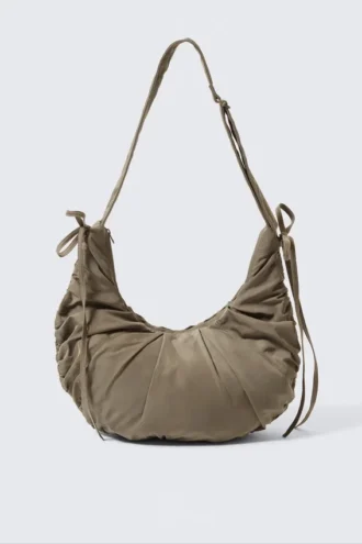 Bolso bandolera fruncido – Beige oscuro