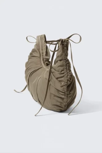 Bolso bandolera fruncido – Beige oscuro