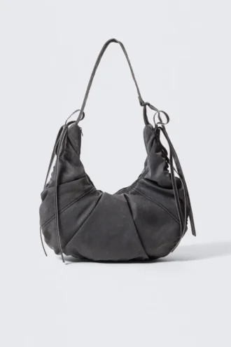 Bolso bandolera fruncido – Negro