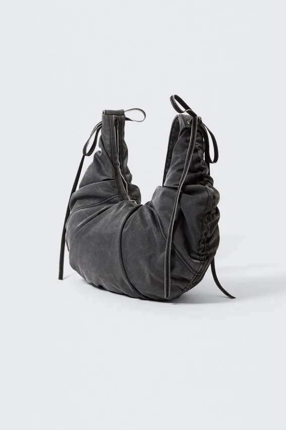 Bolso bandolera fruncido – Negro Bolso bandolera fruncido – Negro