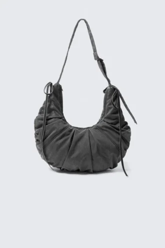 Bolso bandolera fruncido – Negro lavado