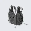 Bolso bandolera fruncido – Negro lavado