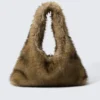 Bolso bandolera holgado de piel sintética – Beige
