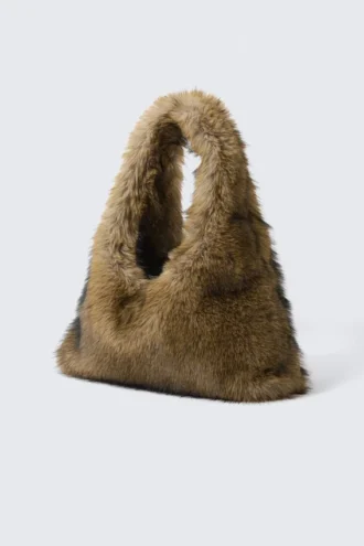 Bolso bandolera holgado de piel sintética – Beige