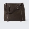Bolso bandolera mediano con cremallera – Gris oscuro
