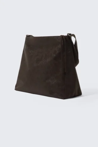 Bolso bandolera mediano con cremallera – Gris oscuro
