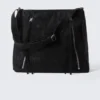Bolso bandolera mediano con cremallera – Negro